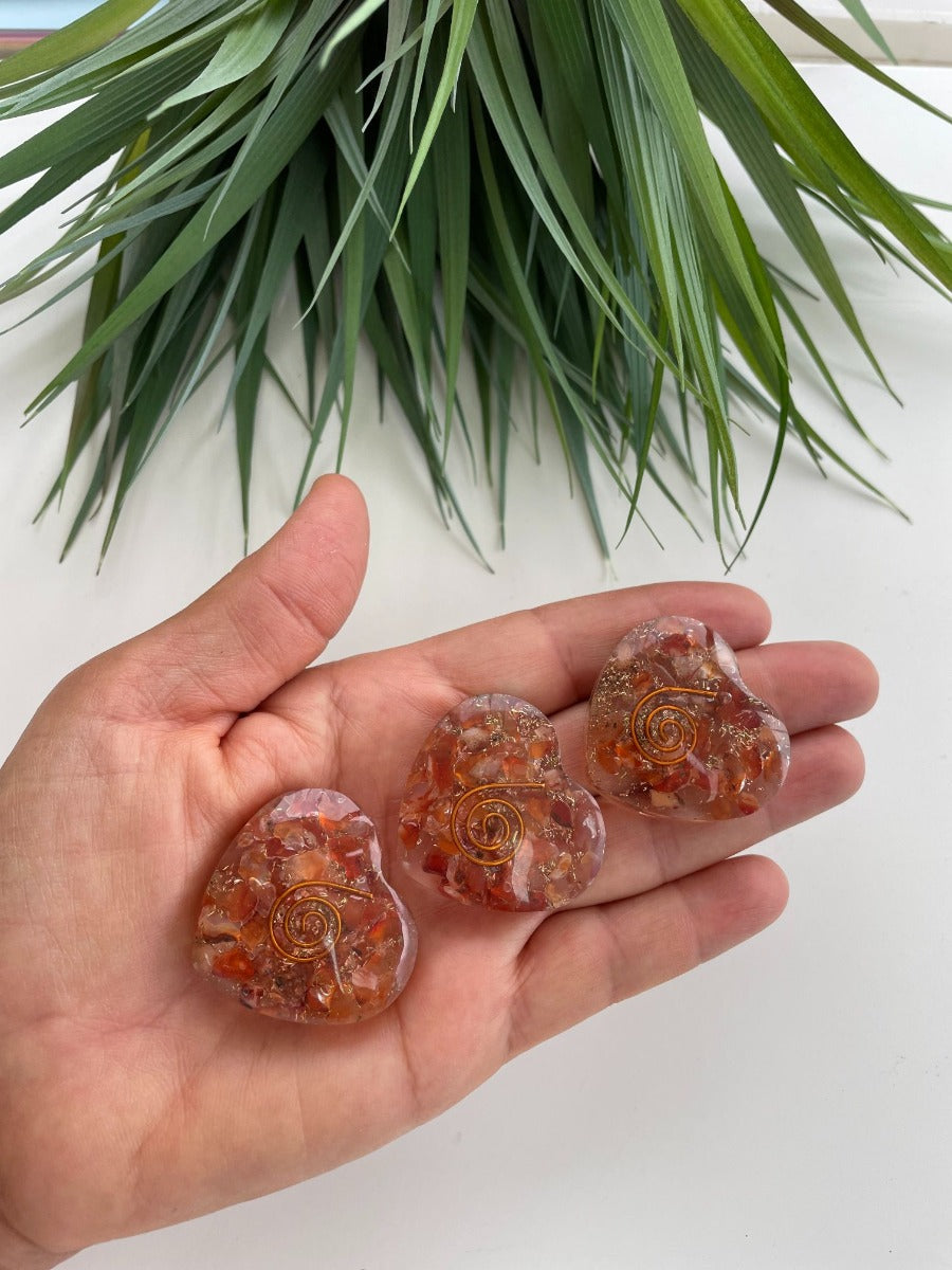 Orgonite Heart - Carnelian - SM Orgonite Heart - Carnelian - SM